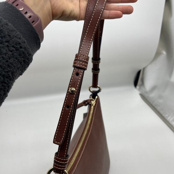 Dooney & Bourke Saffiano Leather Hobo Handbags Amber Brown - Picture 7 of 16
